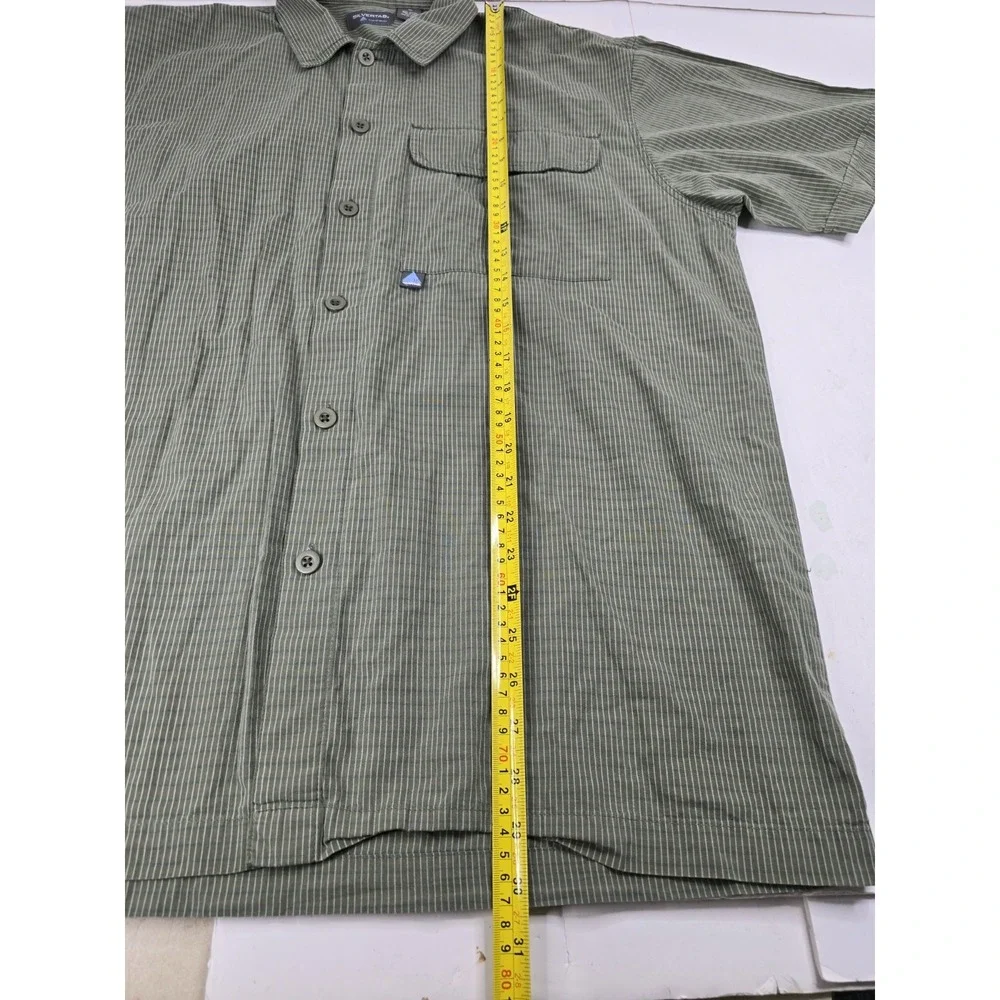 Vintage Levis Silver Tab Shirt Mens‎ L large Green Striped Short Sleeve Cotton